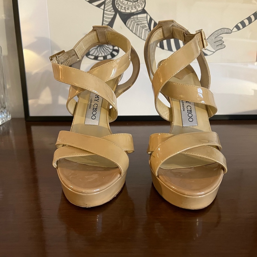 Authentic Jimmy Choo Tan Strappy Heels